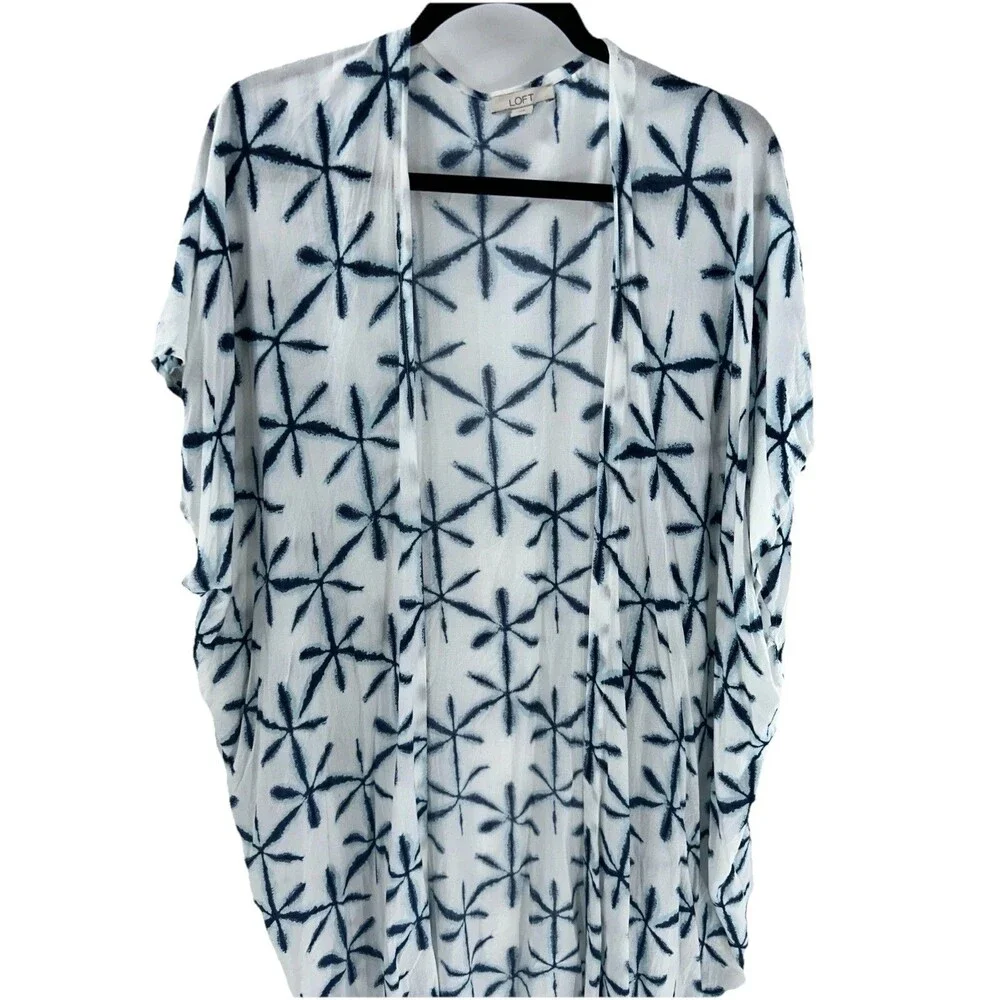 Women's Loft Star Tie Dye Short Sleeve Kimono Longline Size M/L - Picture 2 of 7